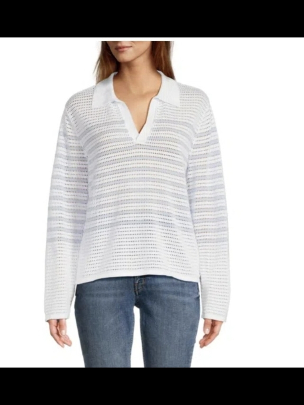 NWT Calvin Klein Jeans White Open-Knit V-Neck Sweater